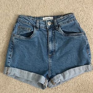 high rise mom jean shorts